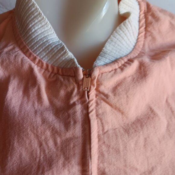 Wome'ns Small Vintage Bomber Jacket 70's Put On Peach Pink Ribbed Collar & Cuffs - Picture 5 of 10